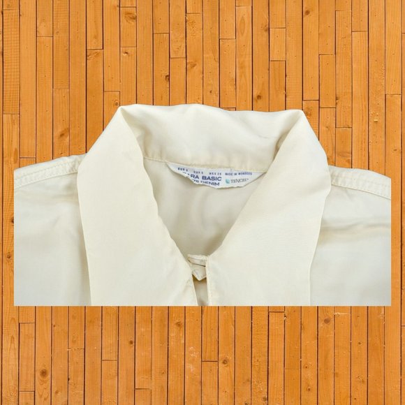 Zara Basic Z1975 Denim Womens S White Long Sleeve Button Front Shirt Relaxed - Picture 4 of 5